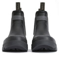 Front view of Barbour Nimbus Black/Ochre Chelsea Wellingtons Men's Rainboot, featuring pull tabs, thick soles, and embossed Barbour logo on each waterproof boot., 51444, 5063669168752, 5063669168691, 5063669168707
