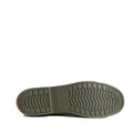 Olive green shoe sole featuring prominent rectangular and zigzag tread patterns, shown from the bottom—designed for the Barbour Abbeyfield Packable Ankle Wellingtons Olive. These packable wellington boots provide reliable grip and stability while remaining lightweight for all-day comfort., 51830, 51831, 5063669380604, 5063669380611, 5063669380628, 51835, 51836