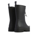 A pair of Barbour Devlin Black Mid Calf Wellys Womens Rainboots with rear pull tabs, displayed at an angle to show both side and back views on a white background., 51446, 5063669171547, 5063669171554, 5063669171561, 51450, 51451