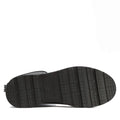 The image displays the sole of a Barbour Devlin Black Mid Calf Wellys Womens Rainboot, featuring a grooved tread and Barbour branding, photographed against a white background., 51446, 5063669171547, 5063669171554, 5063669171561, 51450, 51451