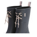 Barbour Devlin Dusky Grey/Gardenia Pink Mid Calf Wellys Womens Rainboot with light laces and branded pull tabs, styled in classic Barbour fashion. Shown against a plain white background., 5063669171608, 5063669171615, 5063669171622, 5063669171639, 5063669171646, 51457