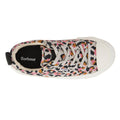 Top view of Barbour Womens Stanhope Canvas Trainer Pink Leopard—women's canvas sneakers with a pink leopard print, white laces, white rubber toe cap, and black insole with Barbour logo. Bold style for standout looks., 51987, 5063669169698, 5063669169704, 5063669169711, 5063669169728, 5063669169735, 51993