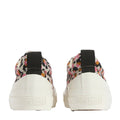 Back view of Barbour Womens Stanhope Canvas Trainer Pink Leopard, featuring a white sole, vibrant pink leopard print, black pull tabs, and Barbour branding on the heel for a stylish finish., 51987, 5063669169698, 5063669169704, 5063669169711, 5063669169728, 5063669169735, 51993