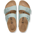 BIRKENSTOCK Arizona Birko Flor Pure Sage Regular Width 2 Strap Sandal in sage green with two straps and cork-latex footbeds., 54834, 54835, 54836, 4067708125677, 4067708125714, 4067708125752, 4067708125790, 54841, 54842, 54843, 54844, 54845, 54846