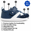 Introducing the Bobux Xplorer XP Chase White Blue Jelly Mint First Walker Crawler—children’s shoes crafted with premium leather, a soft microfiber lining, adjustable strap, scuff-resistant toe cap, and a flexible EVA sole. Ideal as leather baby shoes or pre walker shoes, this new style delivers outstanding comfort and durability, highlighting detailed benefits for your little one’s every step.