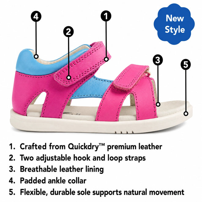 Bobux IWalk Dune Toddlers Sandal Rose Violet Bright Pink Open Toe