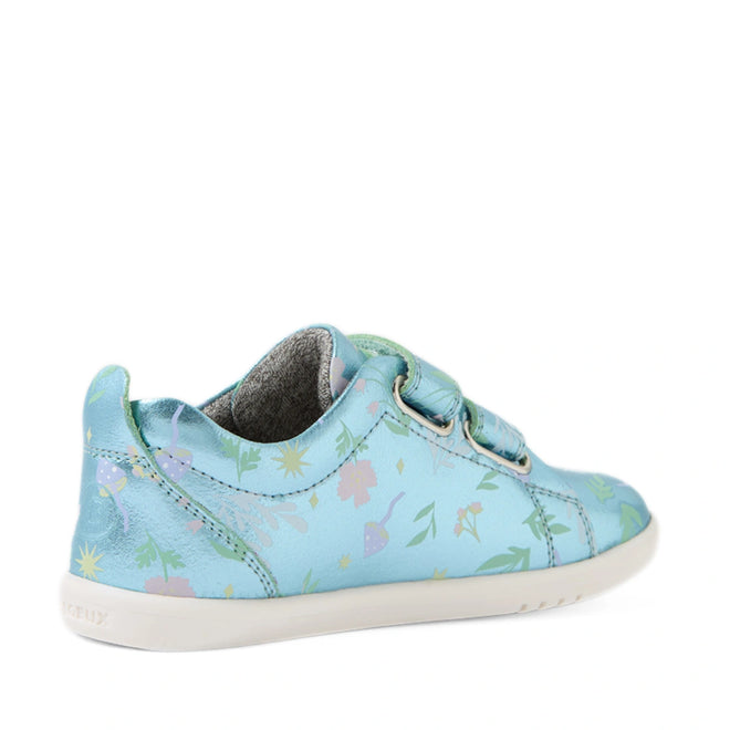 Bobux Iwalk Toddlers Grass Court Jelly Mint Metallic Leather Trainer Blue