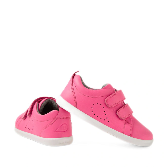 Bobux Iwalk Toddlers Grass Court Pink Lemonade Leather Trainer