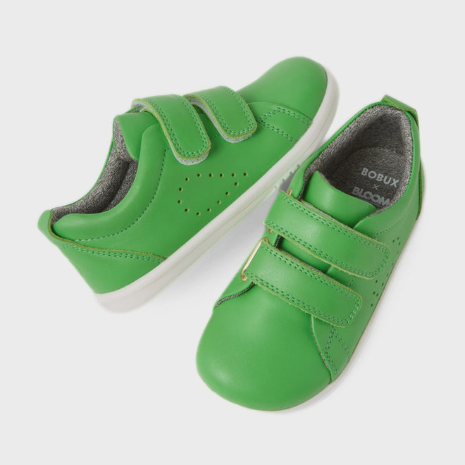 Bobux Iwalk Toddlers Grass Court Retro Green Leather Trainer