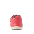 A single Bobux IW Iwalk Grass Court Leather Sneaker in Radiant Raspberry, podiatrist-endorsed for toddlers, shown from the back with a B heel logo and BOBUX on the sole, set against a white background., 9420068550902, 9420068550919, 9420068550926, 9420068550933, 9420068550940