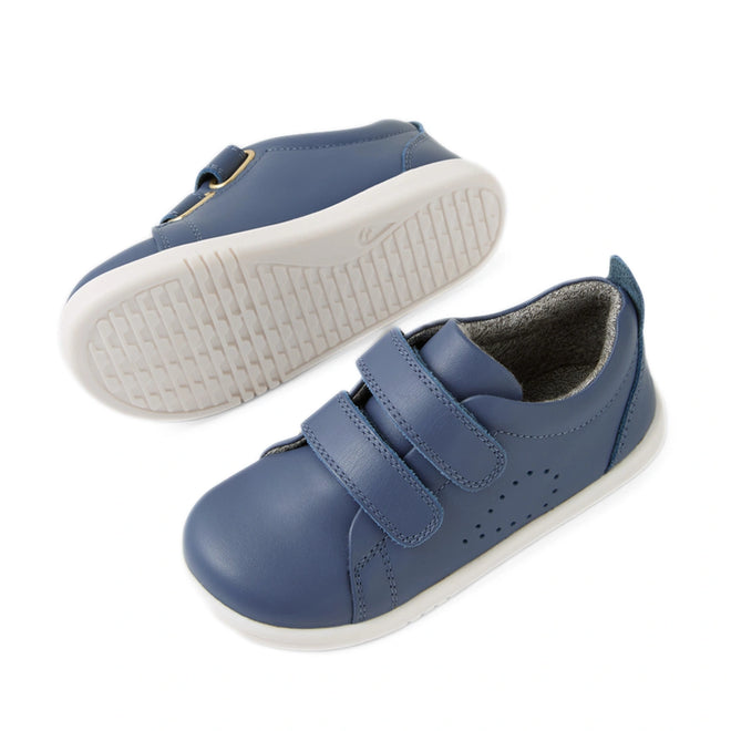 Bobux Iwalk Toddlers Grass Court Vintage Indigo Blue Leather Trainer