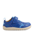 Bobux IW Iwalk Neo Toddlers Leather Sneaker Dazzling Blue Barefoot features dazzling blue leather with a beige sole, velcro strap, and perforated accents. Designed with a barefoot-shaped toebox and zero-drop sole for natural foot movement, these sporty-casual sneakers showcase the BOBUX logo on the side., 9420074854551, 9420074854568, 9420074854575, 9420074854582