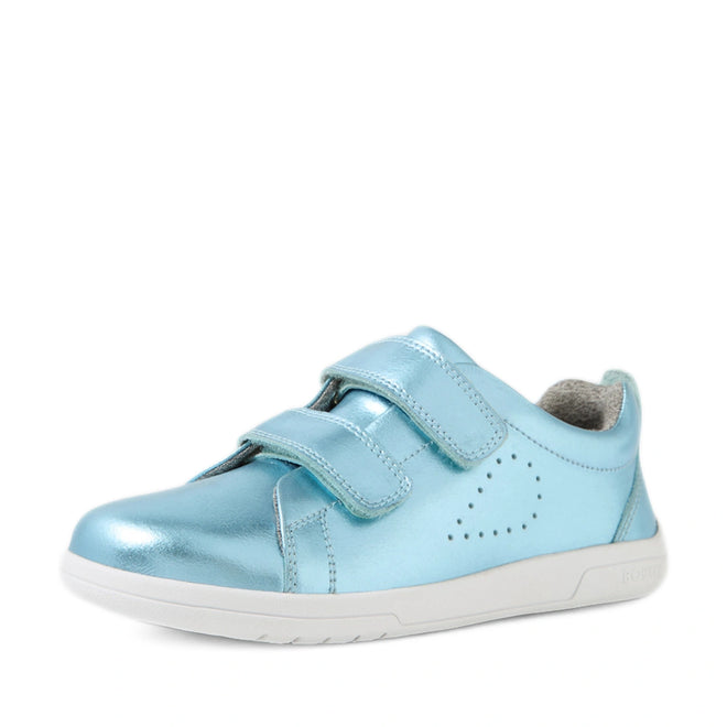 Bobux KP Kids Plus Grass Court 2 II Leather Sneaker Jelly Mint Metallic Blue