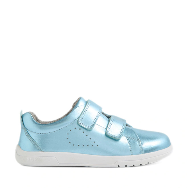 Bobux KP Kids Plus Grass Court 2 II Leather Sneaker Jelly Mint Metallic Blue