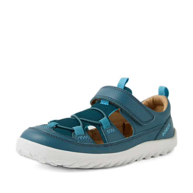 Bobux Kid+ KP Rocky Leather Closed Toe Sandal Mediterranean Green Barefoot