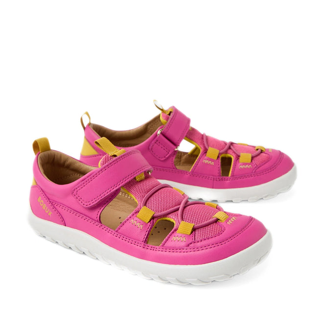 Bobux Kid+ KP Rocky Leather Closed Toe Sandal Rose Violet Barefoot