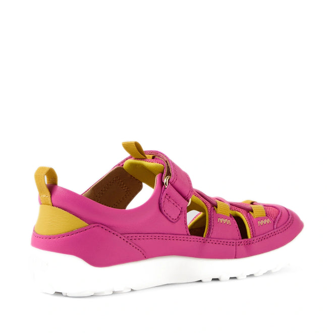 Bobux Kid+ KP Rocky Leather Closed Toe Sandal Rose Violet Barefoot