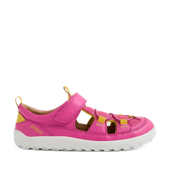 Bobux Kid+ KP Rocky Leather Closed Toe Sandal Rose Violet Barefoot