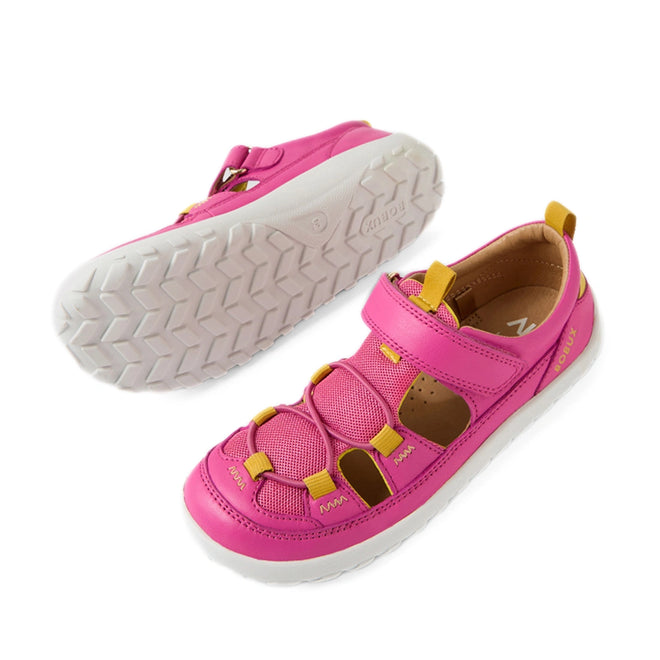 Bobux Kid+ KP Rocky Leather Closed Toe Sandal Rose Violet Barefoot