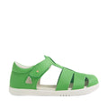Displayed on a white background, the Bobux Kid + Plus Tidal Closed Toe Quick Dry Sandal in Retro Green features a classic design with cutout straps, a secure Velcro ankle closure, and a contrasting white sole. Reminiscent of traditional Tidal sandals, this style is crafted for comfort and durability., 9420074809469, 9420074809476, 9420074809483, 9420074809438, 9420074809452, 9420074809445