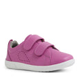 The Bobux KP Kids Plus Grass Court II Leather Sneaker in Cattleya Orchid Purple features double adjustable Velcro straps, a white sole, side perforation detail, and a comfy Bloom EVA footbed for all-day support., 9420074859372, 9420074859389, 9420074859396, 9420074859402, 9420074859419, 9420074859426, 9420074859433