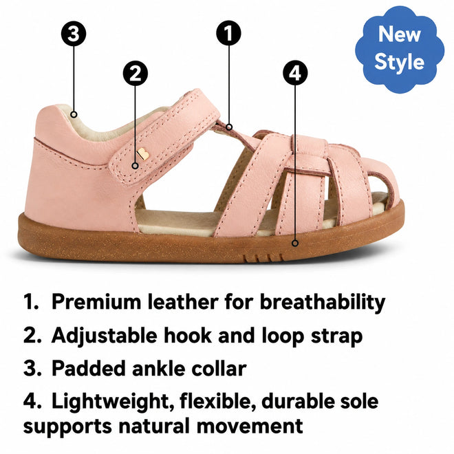 Bobux Step Up Sandal Skip Twist Closed Toe Sandals Cashmere Rose Pink