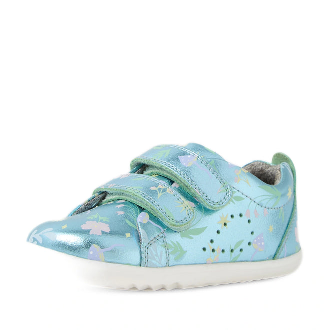 Bobux Step Up Grass Court Trainer Jelly Mint Metallic Blue