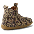 The Bobux Step Up Jodhpur Boot Leopard Shimmer is a kids’ boot with a leopard print suede/nubuck upper, brown rubber sole, side zipper, and fabric pull tabs on the front and back., 51139, 9420074801081, 9420074801098, 9420074801104