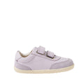 The Bobux Step Up SU Champ II Sneaker in Thistle Purple features a light purple design, beige sole, suede accents, and two hook-and-loop straps. Shown side profile on a white background, it's perfect for toddlers’ first steps., 9420068552364, 9420068552371, 9420068552388