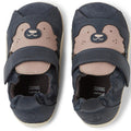 The Bobux XP Xplorer Howl First Walking Shoes in navy feature a bear design, adjustable velcro straps, and flexible soles—ideal pre-walker leather shoes for toddlers., 9420074806000, 9420074806017, 9420074806024, 9420074806031, 9420074805997, 9420074806000, 9420074806017, 9420074806024, 9420074806031
