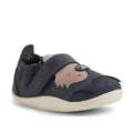 The Bobux XP Xplorer Howl First Walking Shoes in Navy feature a playful bat design, adjustable strap, soft sole, and elastic heel—perfect pre walkers for little ones. Photographed on a white background., 9420074806000, 9420074806017, 9420074806024, 9420074806031, 9420074805997, 9420074806000, 9420074806017, 9420074806024, 9420074806031