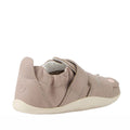 The Bobux XP Xplorer Squeaky Critters First Walking Shoes Taupe feature a light pink upper, velcro strap, elasticized heel, and soft off-white sole. Shown angled from the side and back, these are perfect as baby’s first walker shoes., 9420074805799, 9420074805805, 9420074805812, 9420074805829, 9420074805836
