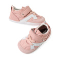 The Bobux Xplorer XP Chase Ballet Pink First Walker Crawler features two adorable pink baby sneakers with white soles and side accents, pink laces, and a convenient Velcro strap across the top. Displayed on a white background, these pre walker shoes are an ideal choice for little ones taking their first steps.