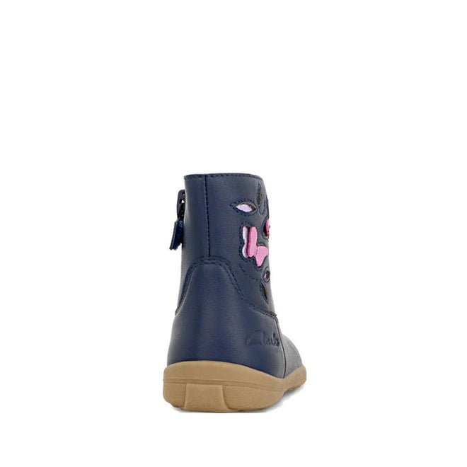 Clarks Kids Marcela Leather Boot Navy D Width Narrow
