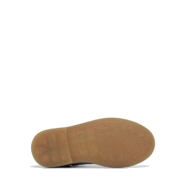 The image displays the bottom view of the Clarks Kids Chelsea II Youths Leather Boot in lilac, featuring a flat tan rubber sole with a smooth texture, minimal tread, and no visible branding or design against a white background., 9336078964304, 9336078964311, 9336078964328, 9336078964335, 9336078964342, 9336078964359, 9336078964366, 9336078964373, 9336078964380, 9336078964397, 9336078964403, 9336078964410