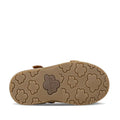 The Clarks Carrie Tan Leather Girls Sandal has a sole with embossed flower patterns and the Clarks logo in the center, making these sandals both stylish and comfortable for everyday wear., 9336078210852, 9336078210890, 9336078210937, 9336078210975, 9336078211019, 39903, 39905, 39908, 39909, 39911, 39912, 39913