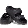 Crocs Classic Cozzzy Sandal Mens Womens Black - Fluffy