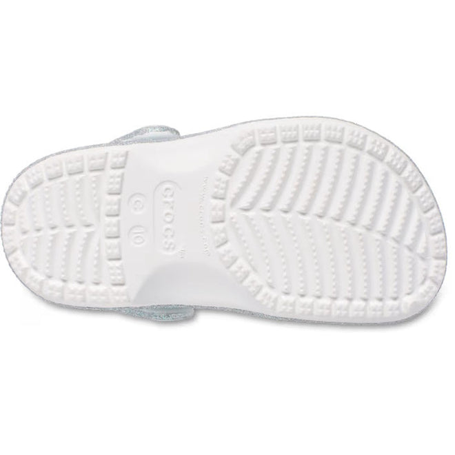 Crocs Kids - Classic Iridescent Glitter Clog White - Junior Youths Sizes