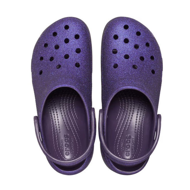 Womens Crocs - Classic Glitter PLATFORM Clog Dark Iris Purple