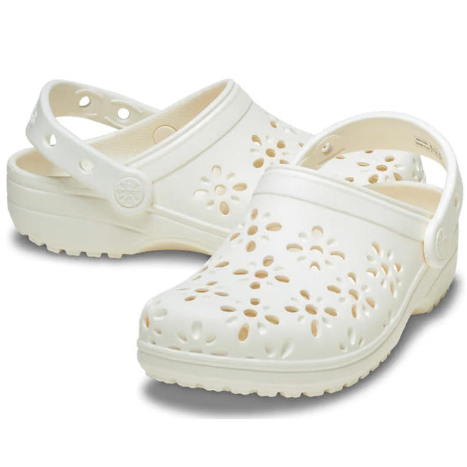 Crocs - Classic Floral Cut Outs Clog Chalk Off White Adults