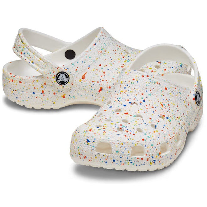 Crocs Kids Youths Classic Clog K Paint Splatter Print White Multi Sa