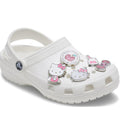 5 Crocs Hello Kitty jibbitz on a white shoe for display 
196265183647
