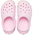 Top down view of toddlers Crocs Start Sparkle Shaker pair of pink clogs with colorful sole pattern on a white background.,
198445220555,
198445220562,
198445220579,
198445220586,
198445220524,
