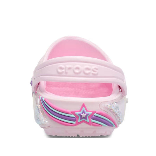 Heel rear view of Pink  toddlers Star Sparkle Crocs sandal with star design on a white background.,
198445220555,
198445220562,
198445220579,
198445220586,
198445220524,