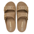 Crocs Womens Classic Metallic Buckle Saturday Sandal Slide Sepia
