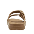 Crocs Womens Classic Metallic Buckle Saturday Sandal Slide Sepia