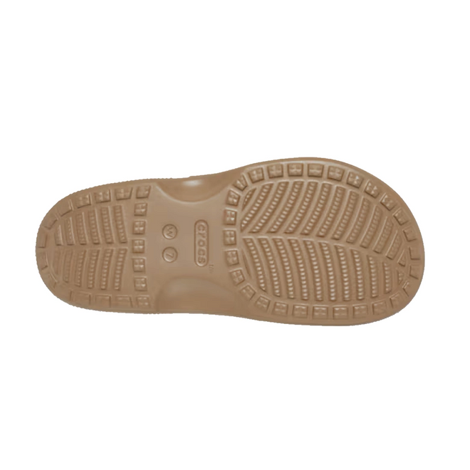 Crocs Womens Classic Metallic Buckle Saturday Sandal Slide Sepia