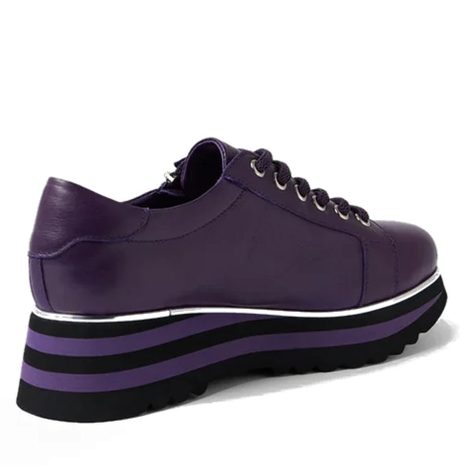 Django & Juliette Eammes Purple Black Leather Platform Shoe Women's