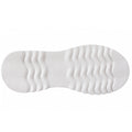 White sneaker sole with a wavy, ridged texture viewed from the bottom—ideal for the Django & Juliette Eammes Collage Patent Leather Platform Shoe Women’s.