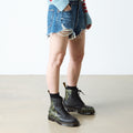 1460 Dr Martens Smooth EverGreen Leather 8 Up Boot Green Leaves Black Background